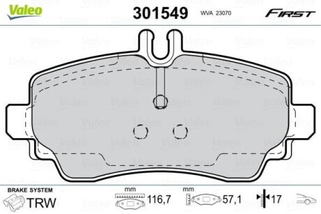 Гальмівні колодки передні дискові Valeo V301549