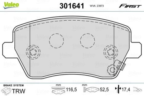 Гальмівні колодки передні дискові Valeo V301641