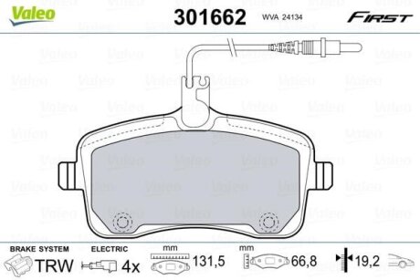 Гальмівні колодки передні дискові Valeo V301662