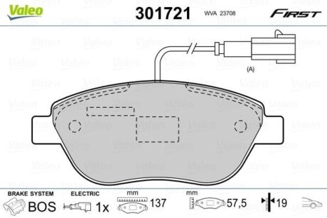 Тормозные колодки дисковые FIAT/OPEL Doblo/Linea/Combo "1,3-2,0 "F "07>> Valeo V301721