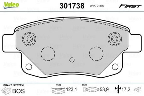 Гальмівні колодки передні дискові Valeo V301738