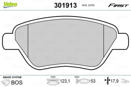 Тормозные колодки дисковые FIAT/LANCIA Idea/Musa "1,2-1,4 "F "03>> Valeo V301913