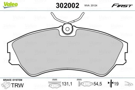 Гальмівні колодки передні дискові Valeo V302002