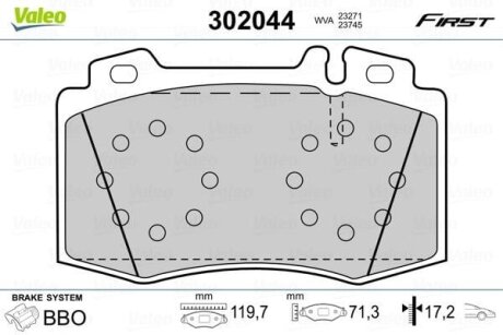 Тормозные колодки дисковые MERCEDES C-Class/CLK/CLS/E-Class/S-Class/SL/SLK "1,8-6,0 "F "92-12 Valeo V302044