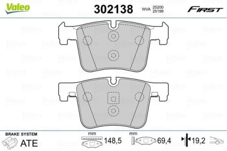 Гальмівні колодки передні дискові Valeo V302138