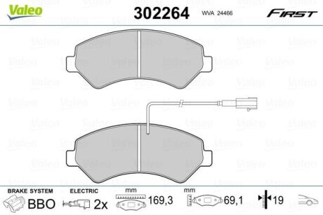 Гальмівні колодки дискові CITROEN/FIAT/PEUGEOT Jumper/Ducato/Boxer "2,0-3,0 "F "06>> Valeo V302264
