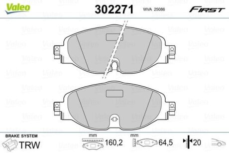 Гальмівні колодки передні дискові Valeo V302271