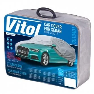 Тент (чохол) автом CC13401 M сірий з підкладкою PEVA/PP Cotton/432х165х119 к.з. VITOL 00000018067