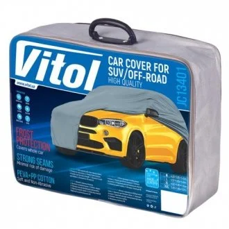 Тент (чохол) автом JC13401 L на джип/мінівен сірий з підкладкою PEVA/PP Cotton 457х185х145 к.з. VITOL 00000018810