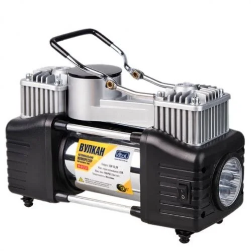 Компрессор автомобильный "Вулкан" КА-В12122 150psi/25Amp/90л/клеммы/шланг 7,5м с дефлятором/лихтар/2 цилиндра VITOL 00000046266 (фото 1)
