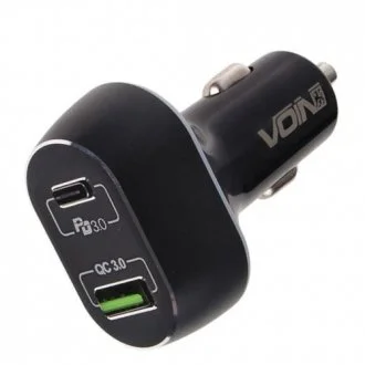 Автомобільний зарядний пристрій VOIN 63W, 1USB QC3.0 18W + 1PD 45W, 12/24V Voin 00000048984