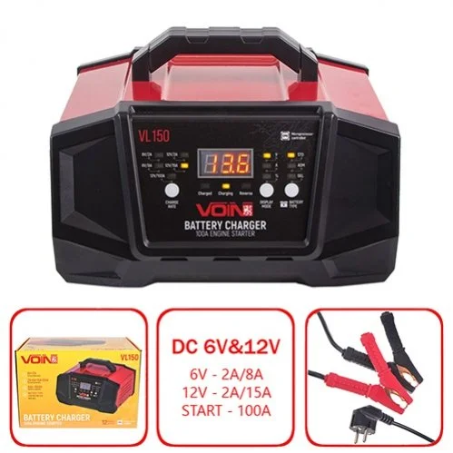 Пуско-зарядное устройство VOIN VL-150 6&12V/2A-8A-15A/Start-100A/8-180AHR/LCD индюк. Voin 00000049695 (фото 1)