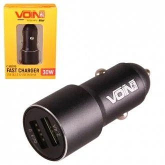 Автомобильное зарядное устройство VOIN C-30207Q, 2USB QC3.0 (12/24V - Port 1-5V*3A/9V*2A Port 2-5V*2.4A) Voin 00000052898