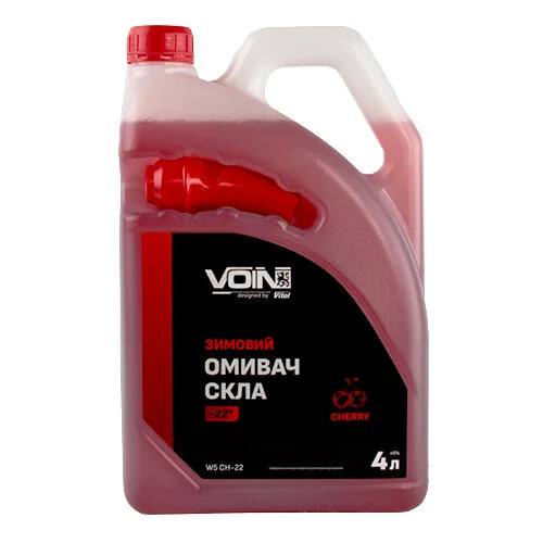 Омивач скла зимовий VOIN "-22" Cherry 4л (каністра с лійкою) Voin 00000062729 (фото 1)