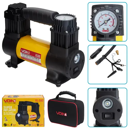 Компресор автомобільний "VOIN" VL-590 150psi/15Amp/40л/прикур./ліхтар Voin 00000064297 (фото 1)