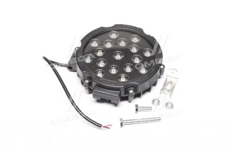 Фара LED круглая 51W (17*3W) 202*160*65мм, широкий луч 12/24V 6000К (Руслан-Комплект)) Wassa (Руслан-Комплект) ФР-135
