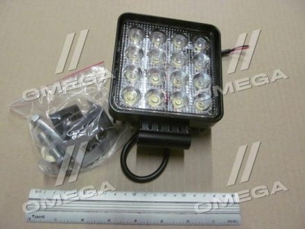 Фара LED квадратная 48W, 16лампx3W, 108*131*58, узкий луч 12/24V 6000K) Wassa (Руслан-Комплект) ФР-220 (фото 1)