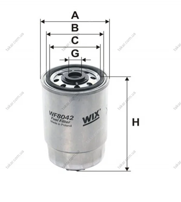 Паливний фільтр, що накручується, дизель WIX FILTERS WF8042 (фото 1)