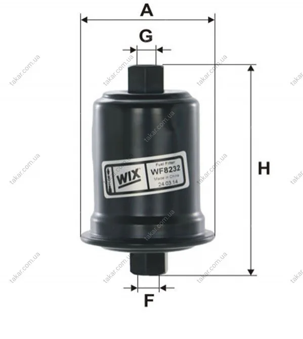 Топливный прямоточный фильтр бензин WIX FILTERS WF8232 (фото 1)