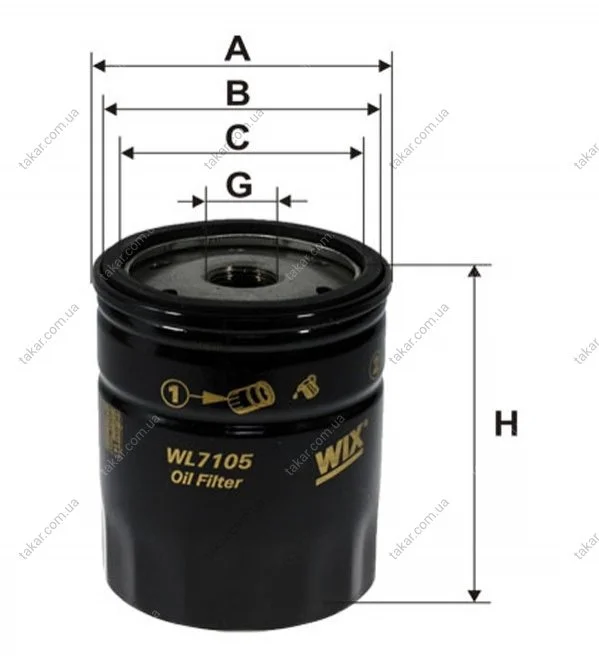Масляный фильтр винт накручеваемый WIX FILTERS WL7105 (фото 1)