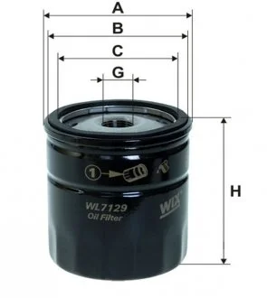 Масляний фільтр гвинт накручуваний WIX FILTERS WL7129