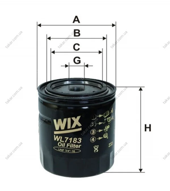 Масляный фильтр винт накручеваемый WIX FILTERS WL7183 (фото 1)
