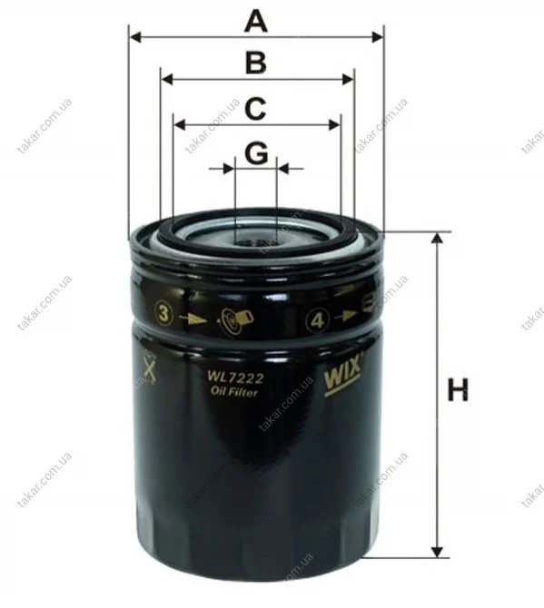 Масляний фільтр гвинт накручуваний WIX FILTERS WL7222 (фото 1)