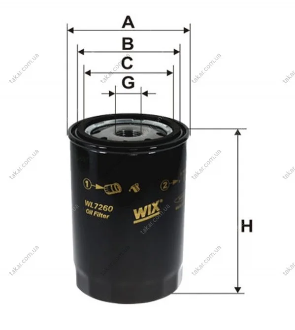 Масляный фильтр винт накручеваемый WIX FILTERS WL7260 (фото 1)