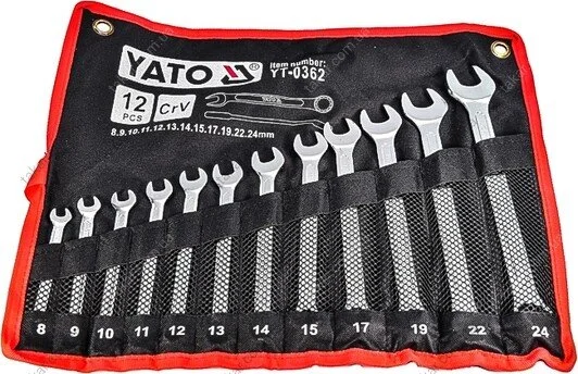 Набор ключей комбинированных 12 шт., тканевый чехол YATO YT-0362 (фото 1)
