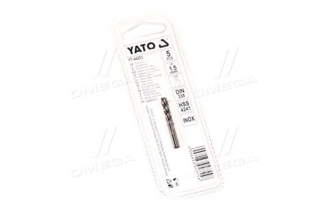Свердло по металу premium до нерж та високоліг сталі, лиття 1.5 х 25 мм hss 4241 5 шт YATO YT-44203 (фото 1)