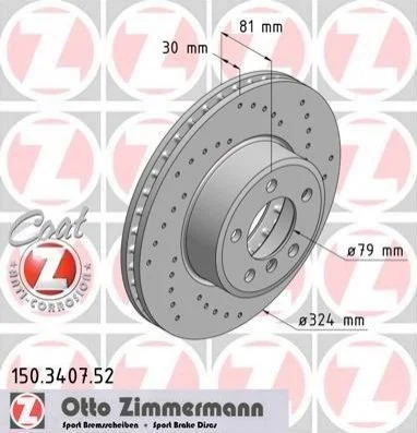 Диск тормозной ZIMMERMANN 150.3407.52 (фото 1)