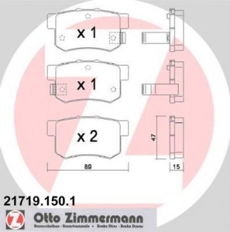 Колодки тормозные дисковые, к-кт ZIMMERMANN 217191501 (фото 1)