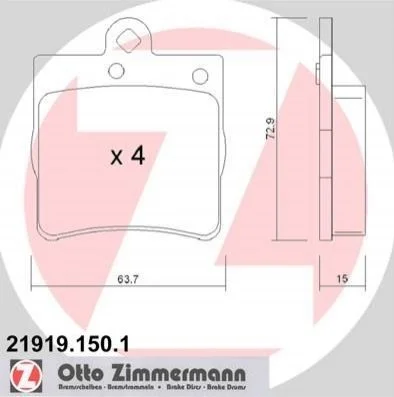 Колодки тормозные дисковые, к-кт ZIMMERMANN 219191501 (фото 1)