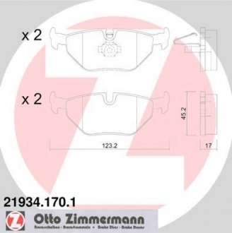 Колодки тормозные дисковые, к-кт ZIMMERMANN 219341701 (фото 1)