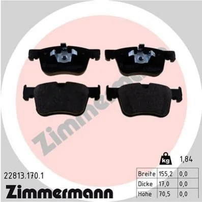 Комплект тормозных колодок ZIMMERMANN 22813.170.1 (фото 1)