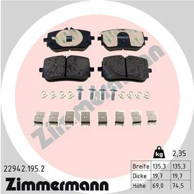 Тормозные колодки дисковые ZIMMERMANN 22942.195.2 (фото 1)