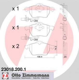 Колодки тормозные дисковые, к-кт ZIMMERMANN 230182001 (фото 1)