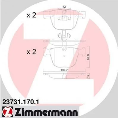 Колодки тормозные дисковые ZIMMERMANN 23731.170.1 (фото 1)