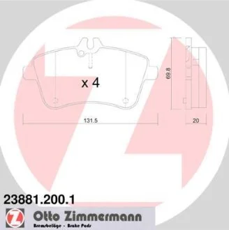 Тормозные колодки дисковые ZIMMERMANN 23881.200.1
