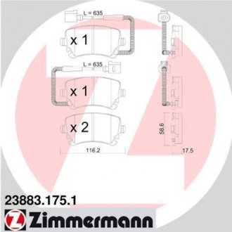 Комплект тормозных колодок ZIMMERMANN 23883.175.1