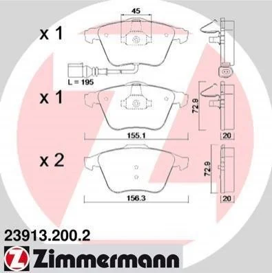 Тормозные колодки передние дисковые ZIMMERMANN 239132002 (фото 1)