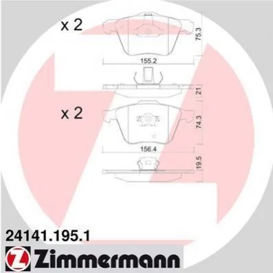 Тормозные колодки передние дисковые ZIMMERMANN 24141.195.1 (фото 1)