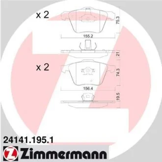 Тормозные колодки передние дисковые ZIMMERMANN 24141.195.1