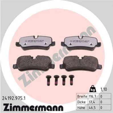 Тормозные колодки дисковые ZIMMERMANN 24192.975.1 (фото 1)