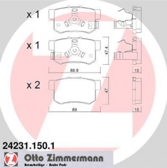 Колодки тормозные дисковые, к-кт ZIMMERMANN 242311501 (фото 1)