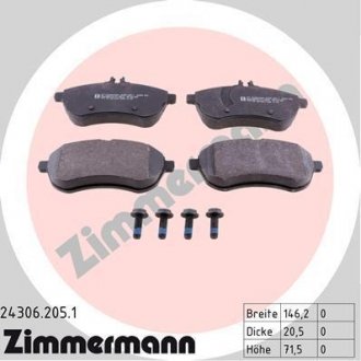 Комплект тормозных колодок ZIMMERMANN 24306.205.1 (фото 1)