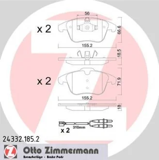Гальмівні колодки дискові ZIMMERMANN 24332.185.2