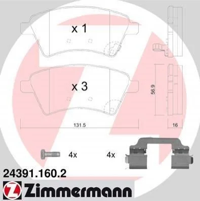 Колодки гальмівні дискові ZIMMERMANN 24391.160.2 (фото 1)