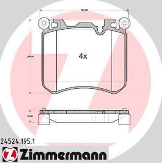 Колодки тормозные дисковые, к-кт ZIMMERMANN 245241951