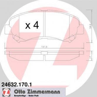 Колодки тормозные дисковые, к-кт ZIMMERMANN 246321701